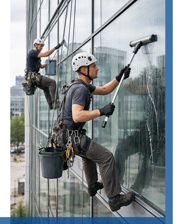 Мойка витражей альпинистами в Черняховске от 734 р. под ключ|ВЫСОТНИК-Чрх