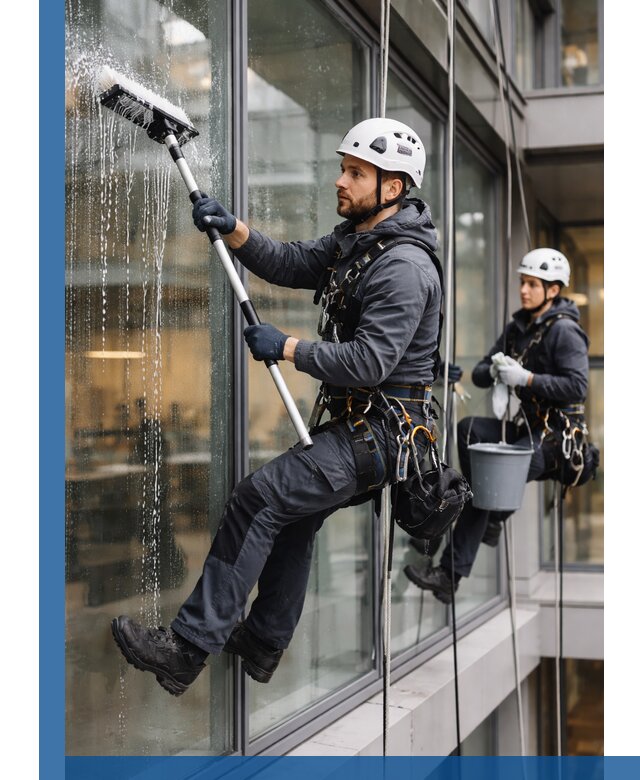 Профессиональная мойка витражей промышленными альпинистами в Черняховске