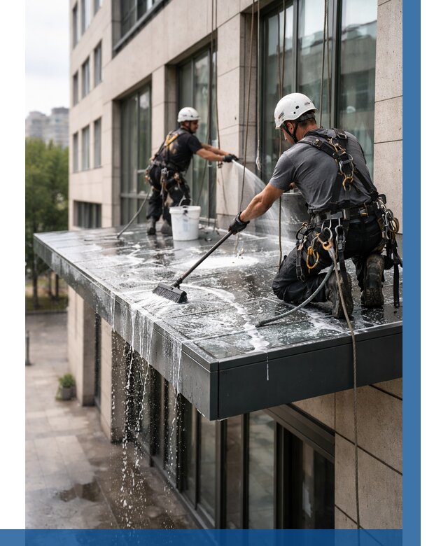 Мойка козырьков и навесов в Черняховске от 3668 р. | ВЫСОТНИК-Чрх