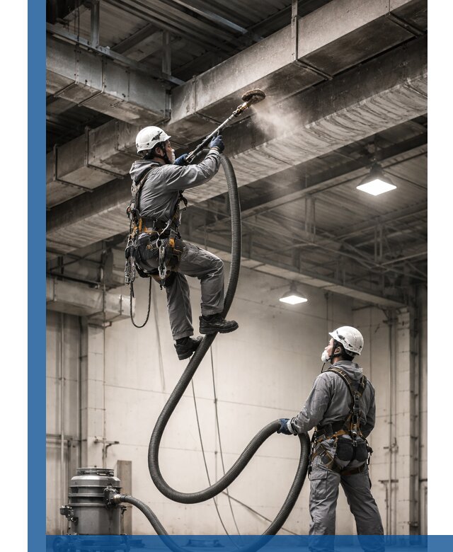 Обеспыливание потолочных конструкций в Черняховске промышленным альпинизмом