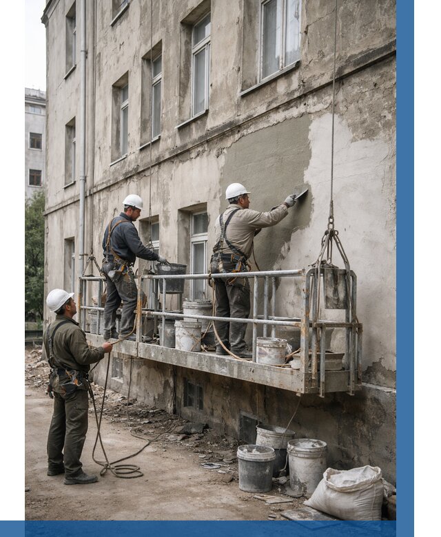 Капитальный ремонт фасада в Черняховске от 4402 р. | ВЫСОТНИК-Чрх