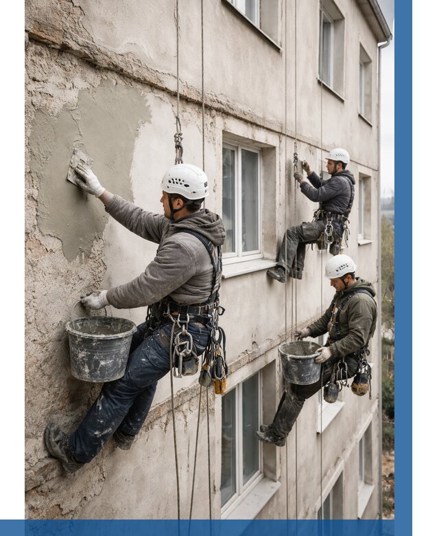 Ремонт штукатурного фасада в Черняховске от 786 р. под ключ | ВЫСОТНИК-Чрх