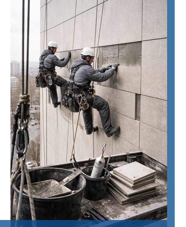 Ремонт фасада из керамогранита в Черняховске от 2620 р. | ВЫСОТНИК-Чрх