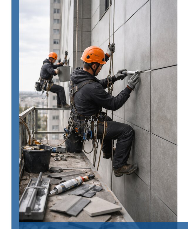 Профессиональный ремонт фасада из керамогранита в Черняховске