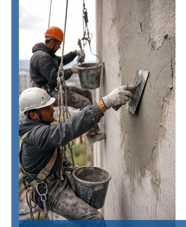 Штукатурка фасада на высоте в Черняховске профессиональные работы