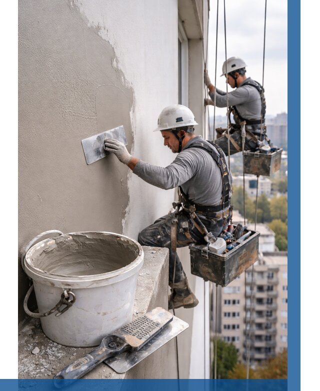 Шпаклевка фасада на высоте в Черняховске от 734 р. | ВЫСОТНИК-Чрх