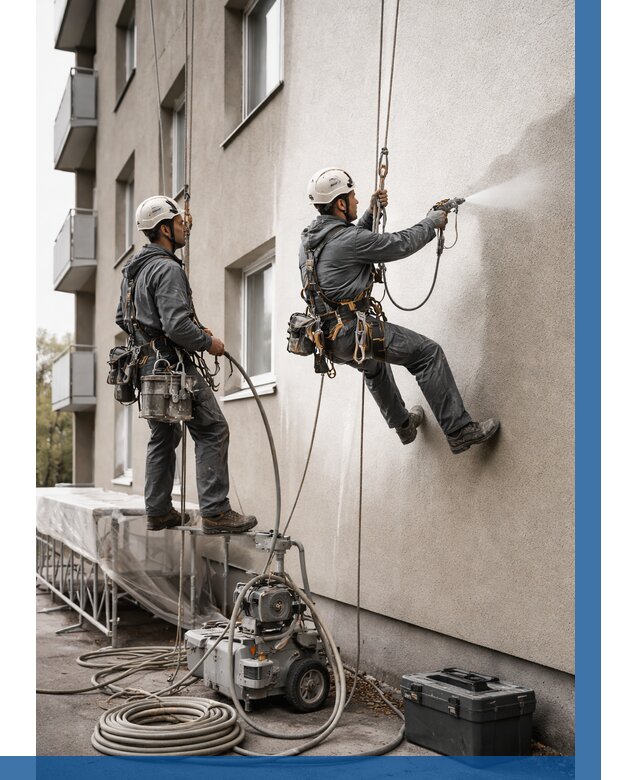 Безвоздушная покраска фасада в Черняховске от 231 р/м² | ВЫСОТНИК-Чрх