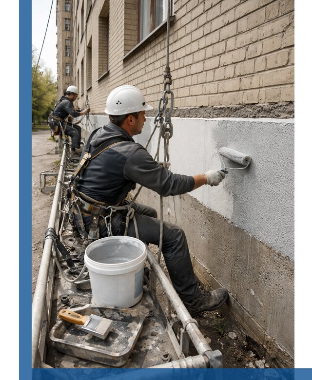 Окраска цоколя здания в Черняховске профессионально и надежно