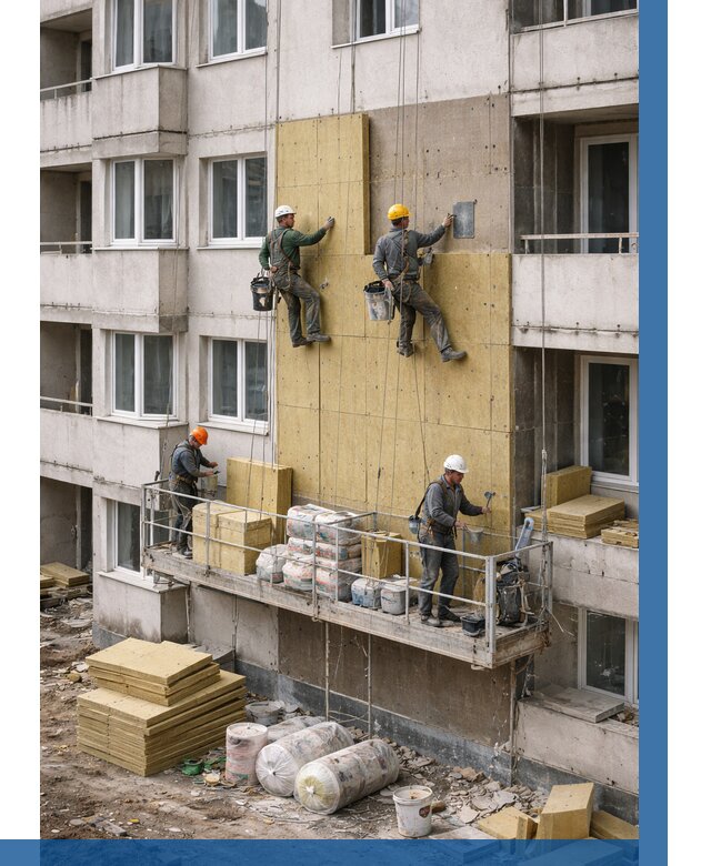 Утепление фасада минватой в Черняховске от 1572 р. | ВЫСОТНИК-Чрх