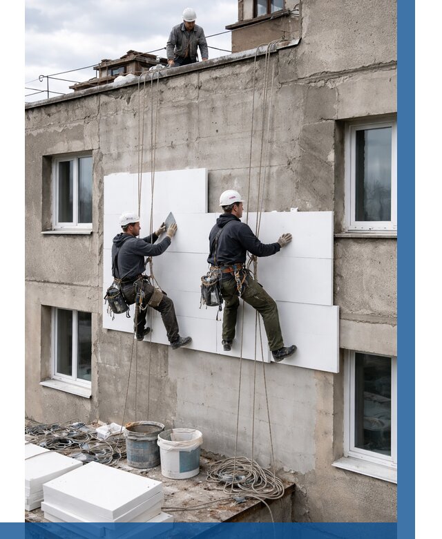 Утепление фасада пенополистиролом в Черняховске от 1886 р. | ВЫСОТНИК-Чрх