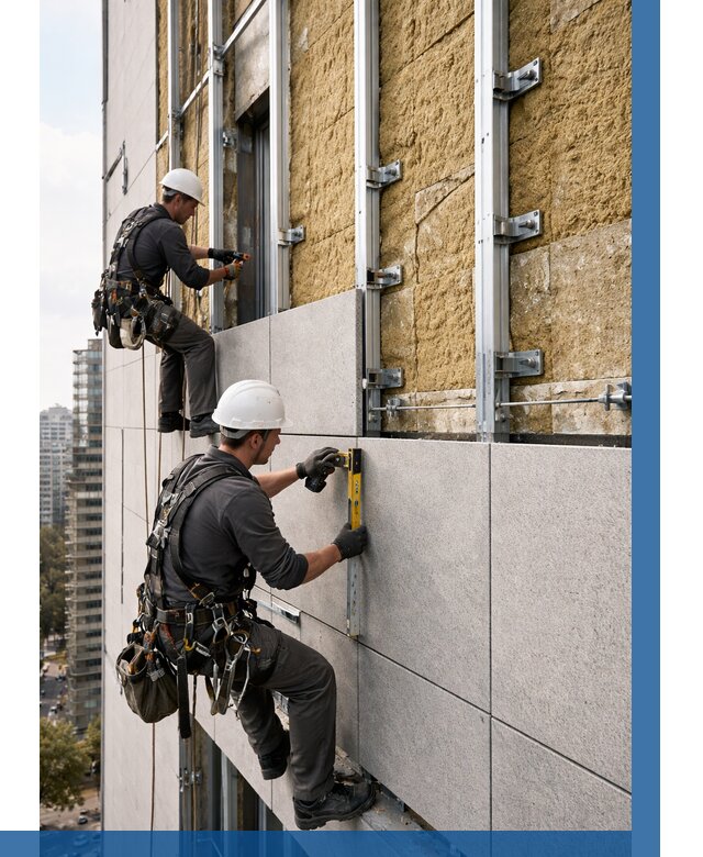 Монтаж вентилируемого фасада в Черняховске от 3668 р. | ВЫСОТНИК-Чрх