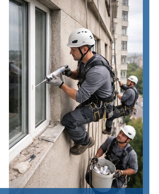 Герметизация оконных швов снаружи в Черняховске от 1572 р. | ВЫСОТНИК-Чрх