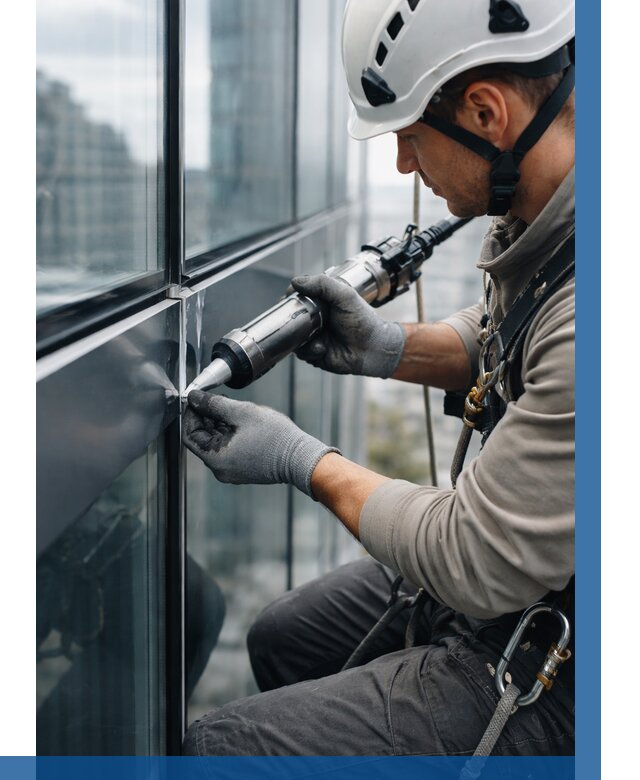 Герметизация стыков витража в Черняховске от 1258 р. | ВЫСОТНИК-Чрх