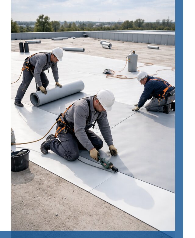 Монтаж мембранной кровли под ключ в Черняховске от 1258 р. | ВЫСОТНИК-Чрх