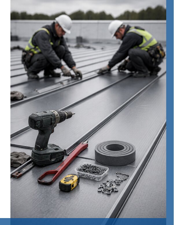 Монтаж фальцевой кровли в Черняховске от 1886 р. | ВЫСОТНИК-Чрх