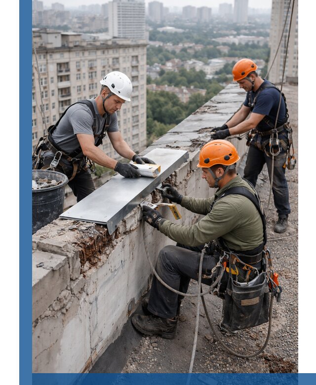 Ремонт парапета на кровле в Черняховске, высотные работы с гарантией