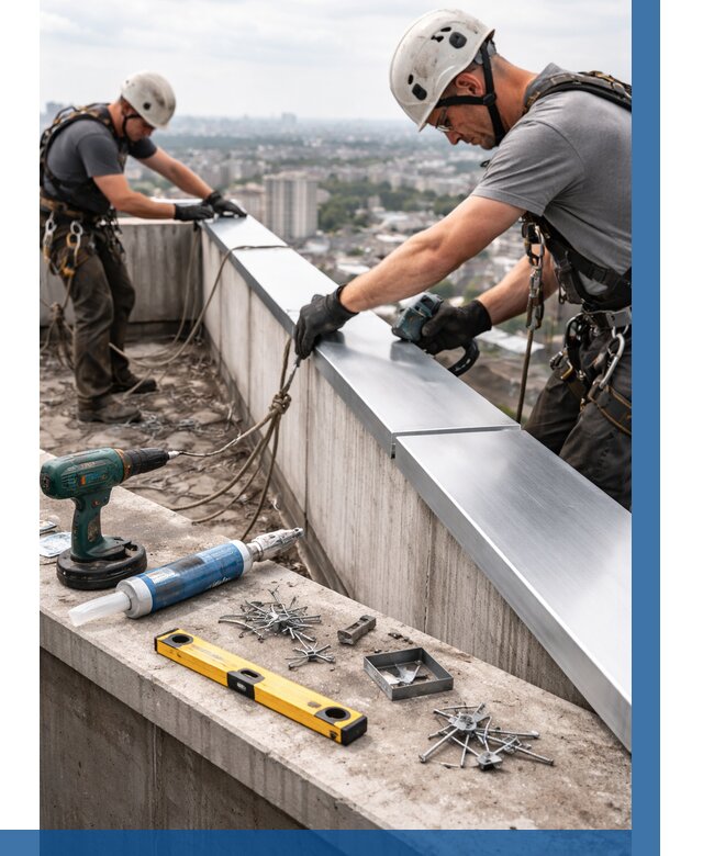 Монтаж парапетных крышек в Черняховске от 838 р. | ВЫСОТНИК-Чрх