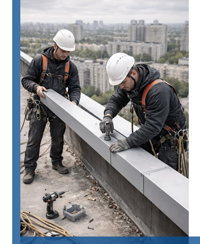 Монтаж парапетных крышек и ограждений кровли в Черняховске