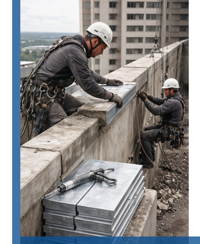 Замена парапетных крышек и установка новых в Черняховске