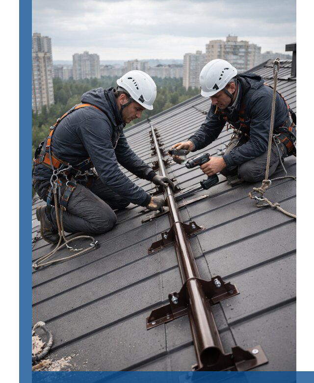 Монтаж снегозадержателей на кровле зданий в Черняховске под ключ
