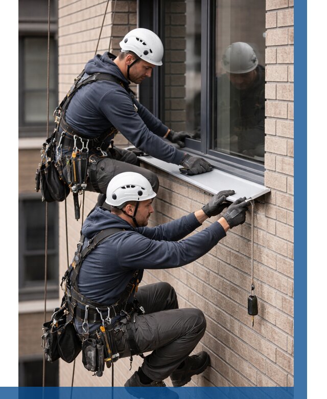 Монтаж оконных отливов под ключ в Черняховске от 3668 р. | ВЫСОТНИК-Чрх