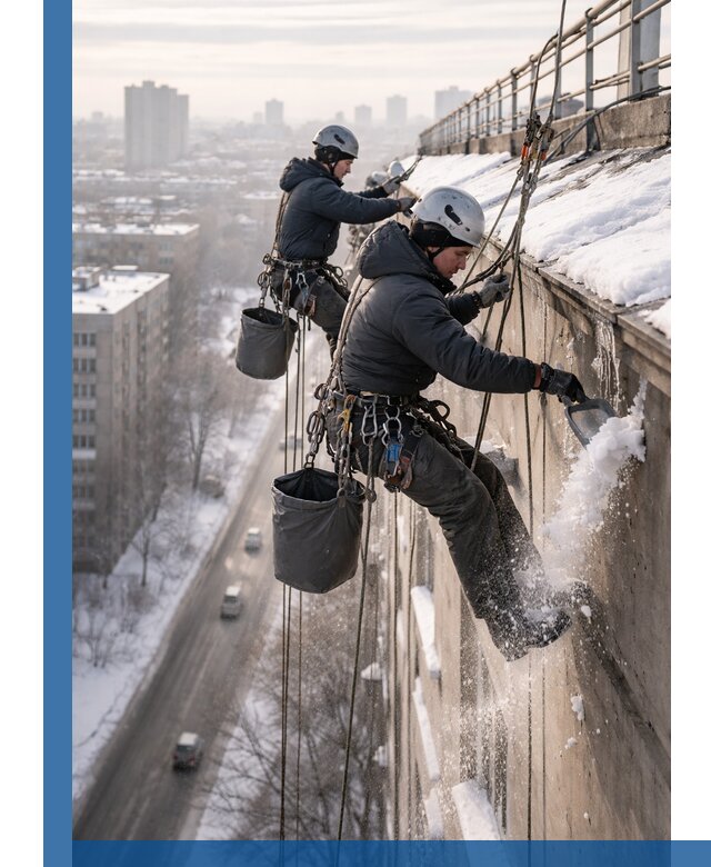 Очистка карнизов от снега в Черняховске профессионально и безопасно