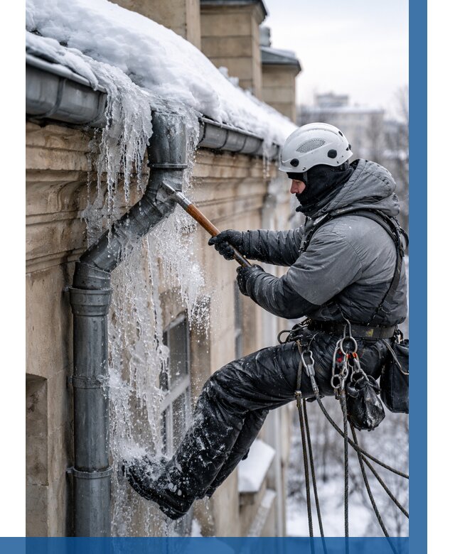 Очистка водостоков от льда в Черняховске от 3668 р. | ВЫСОТНИК-Чрх