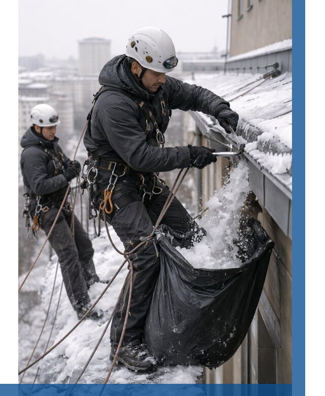 Аварийная очистка крыши в Черняховске под ключ от 314 р. | ВЫСОТНИК-Чрх