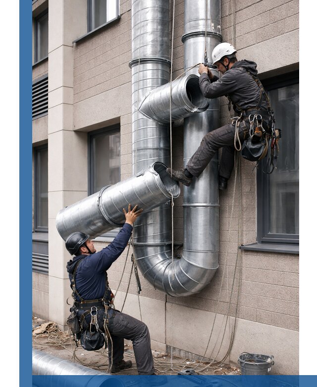 Монтаж фасадных воздуховодов в Черняховске с герметизацией и крепежом