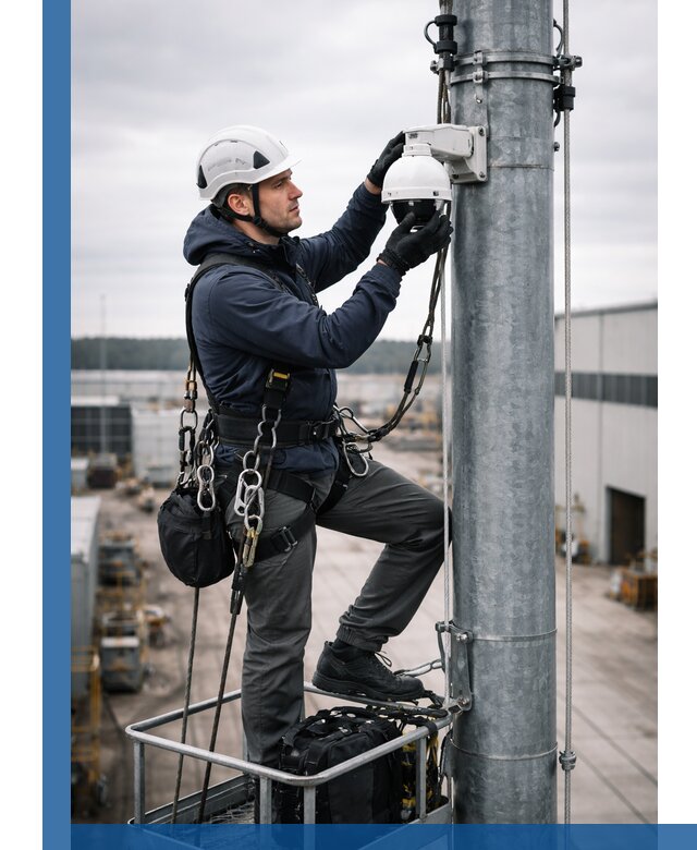 Профессиональная установка видеокамер на мачте в Черняховске