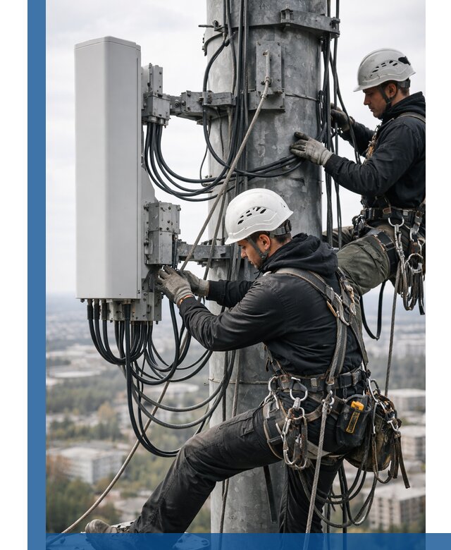 Монтаж оборудования связи на мачте в Черняховске с пусконаладкой