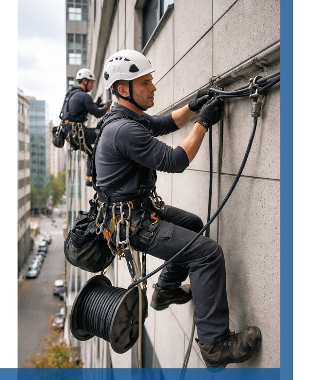 Прокладка кабеля по фасаду в Черняховске от 367 р. | ВЫСОТНИК-Чрх