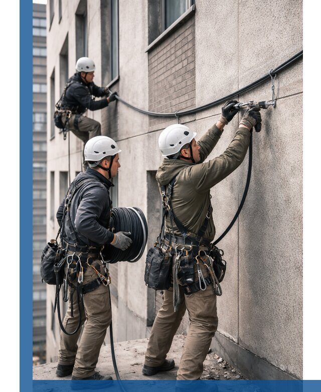 Прокладка кабеля по фасаду в Черняховске, профессиональный монтаж