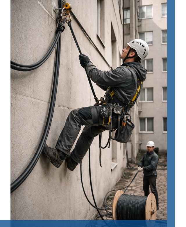 Протяжка кабеля питания на высоте в Черняховске от 472 р. | ВЫСОТНИК-Чрх
