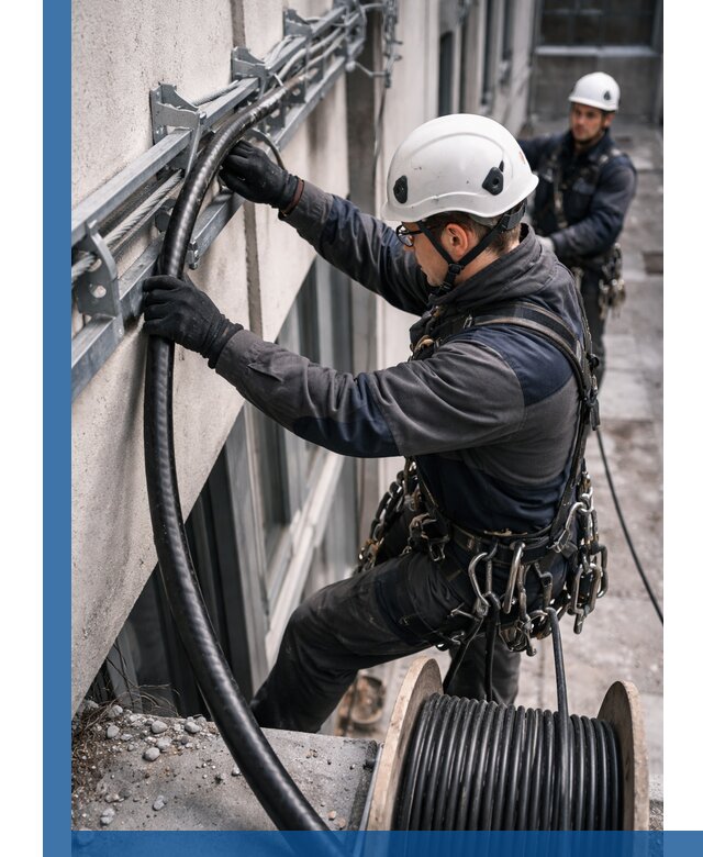 Протяжка кабеля питания на высоте в Черняховске с гарантией безопасности и качества