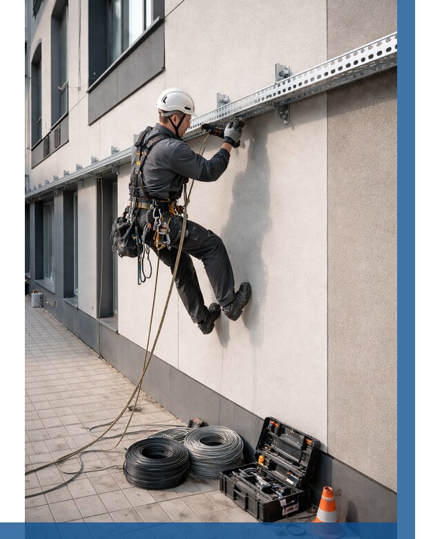 Монтаж кабельных лотков на фасаде в Черняховске от 1258 р. | ВЫСОТНИК-Чрх