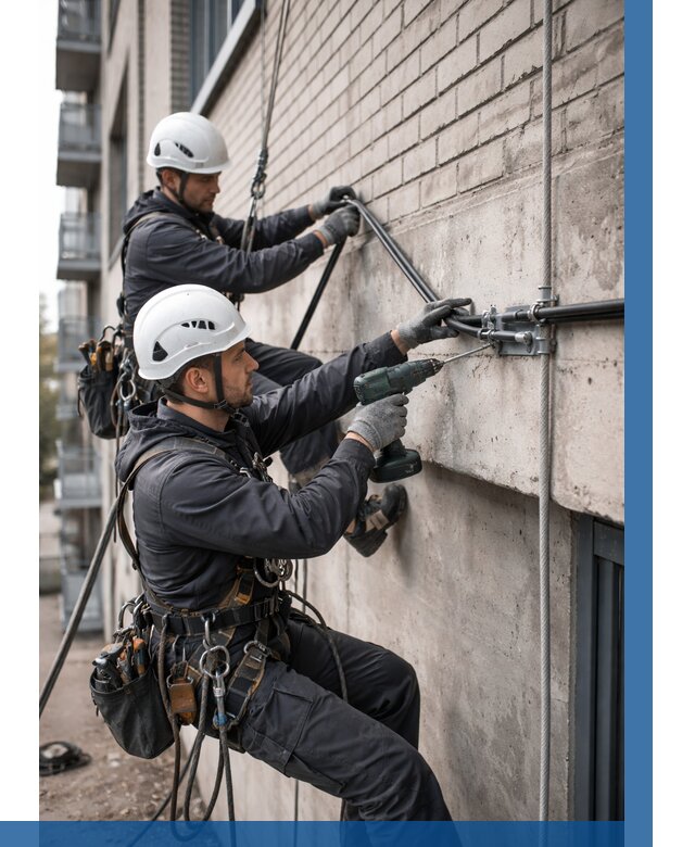 Крепление кабеля на фасаде в Черняховске от 367 р. | ВЫСОТНИК-Чрх