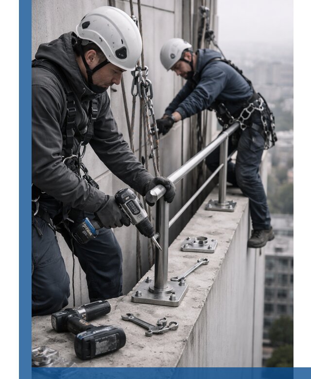 Монтаж перил на высоте в Черняховске для жилых и промобъектов