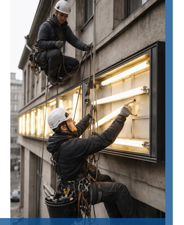 Замена ламп в вывеске в Черняховске под ключ от 3668 р. | ВЫСОТНИК-Чрх