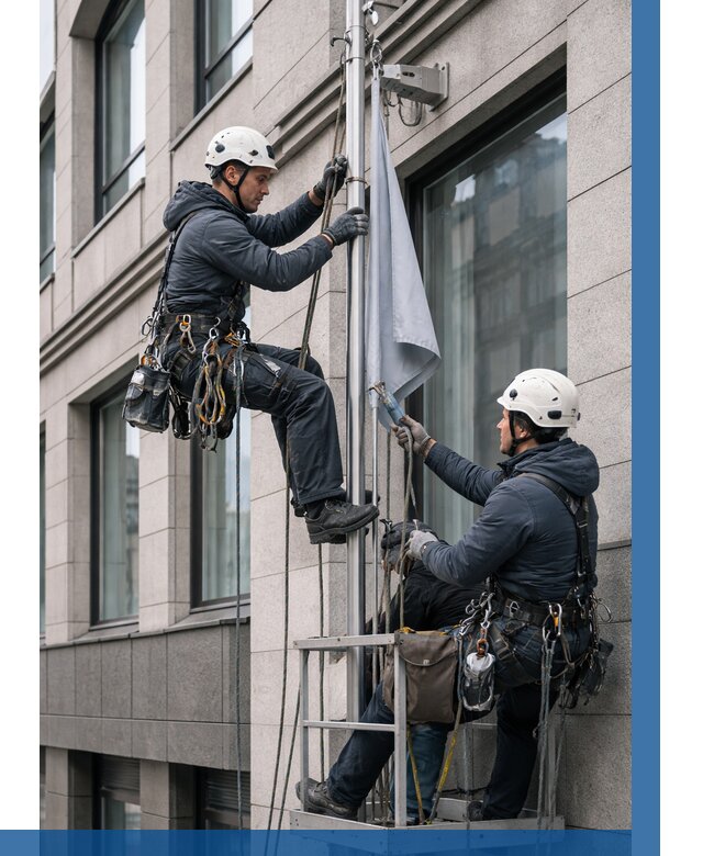 Установка флагов на фасаде в Черняховске от 4716 р. | ВЫСОТНИК-Чрх