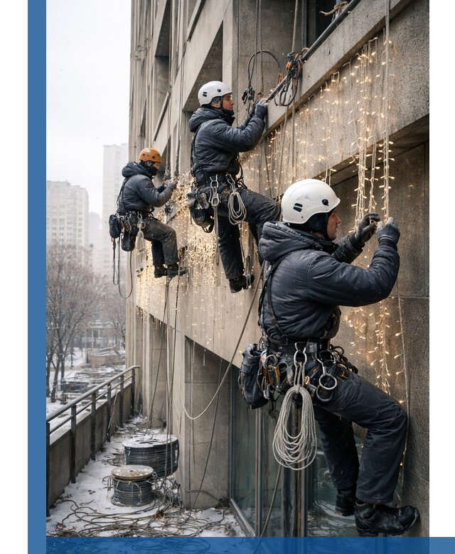 Монтаж новогодней иллюминации и украшение фасадов в Черняховске