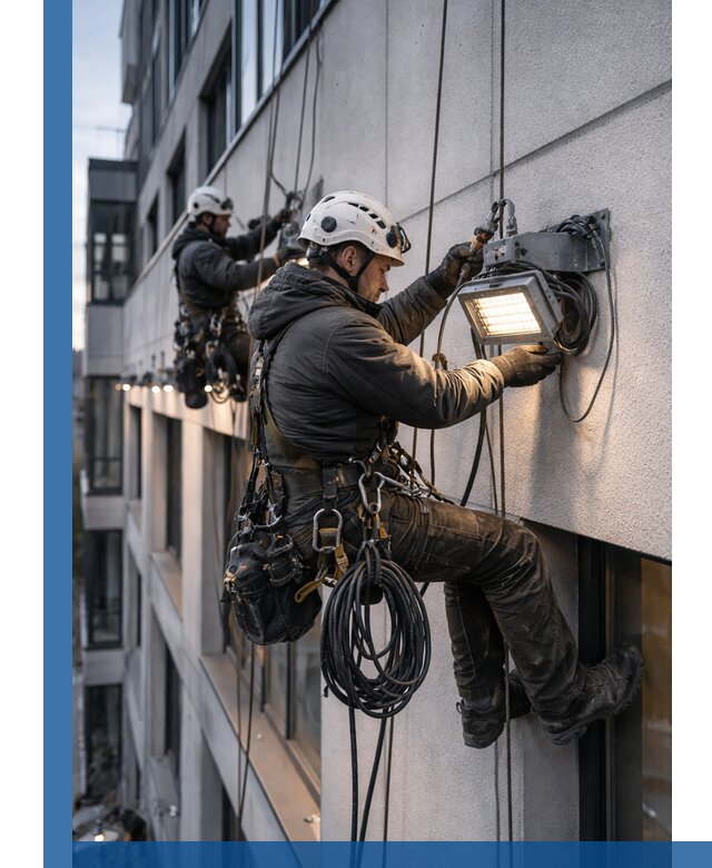 Монтаж фасадного освещения в Черняховске установка и подключение