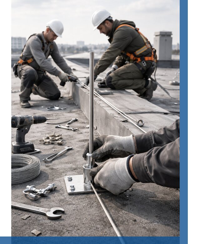 Монтаж молниезащиты на кровле в Черняховске цена от 26200 р. | ВЫСОТНИК-Чрх