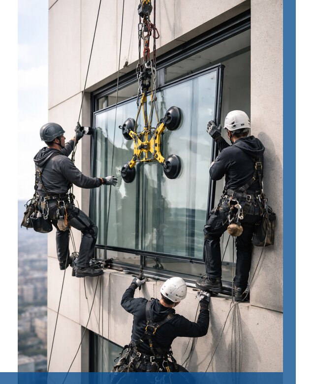 Монтаж стеклопакетов на высоте в Черняховске от 3354 р. | ВЫСОТНИК-Чрх