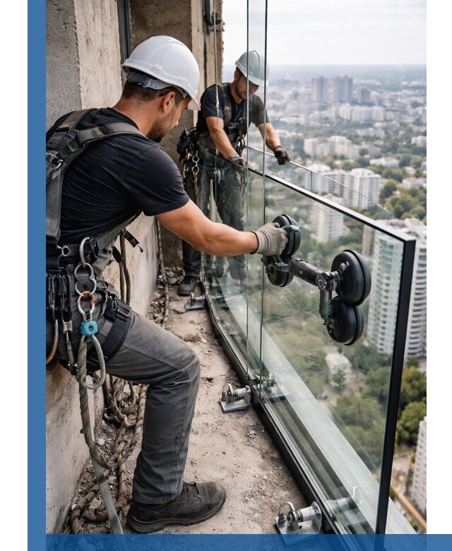 Монтаж стеклянных ограждений под ключ с гарантией в Черняховске