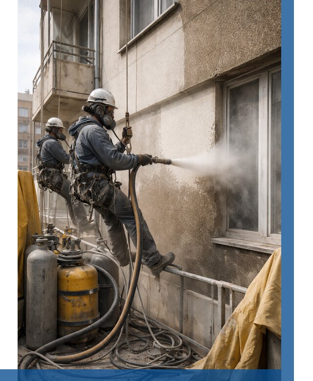 Пескоструйная очистка фасада в Черняховске от 681 р. | ВЫСОТНИК-Чрх