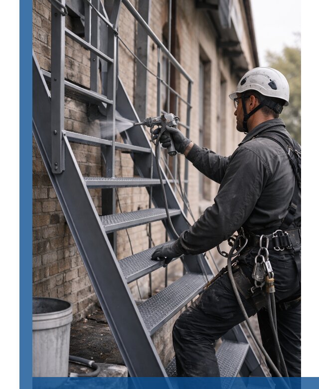 Покраска и антикоррозионная защита пожарных лестниц в Черняховске