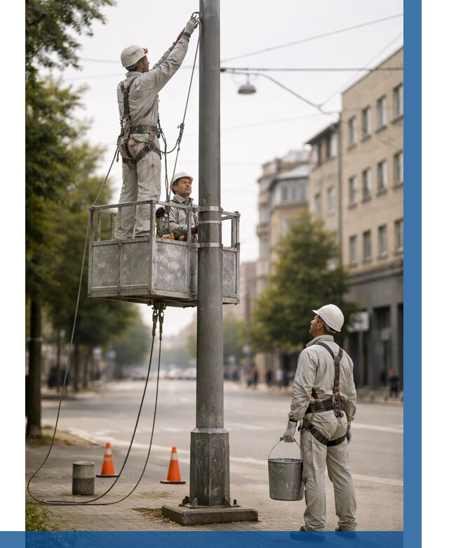Покраска опор освещения в Черняховске от 5240 р. | ВЫСОТНИК-Чрх