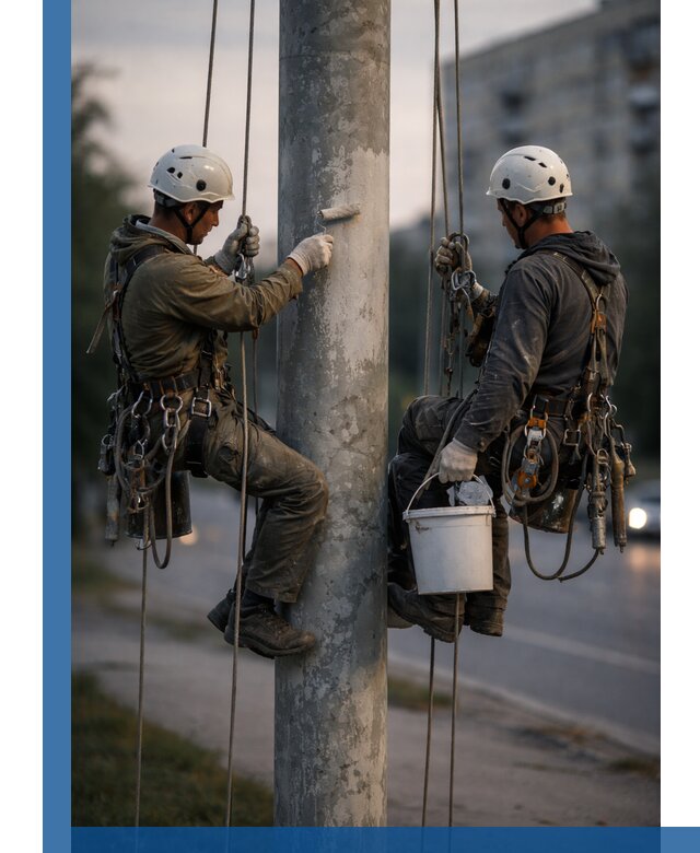 Покраска опор освещения и антикоррозийная защита в Черняховске