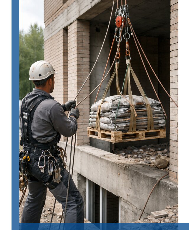 Подъем материалов на этаж веревками в Черняховске оперативно